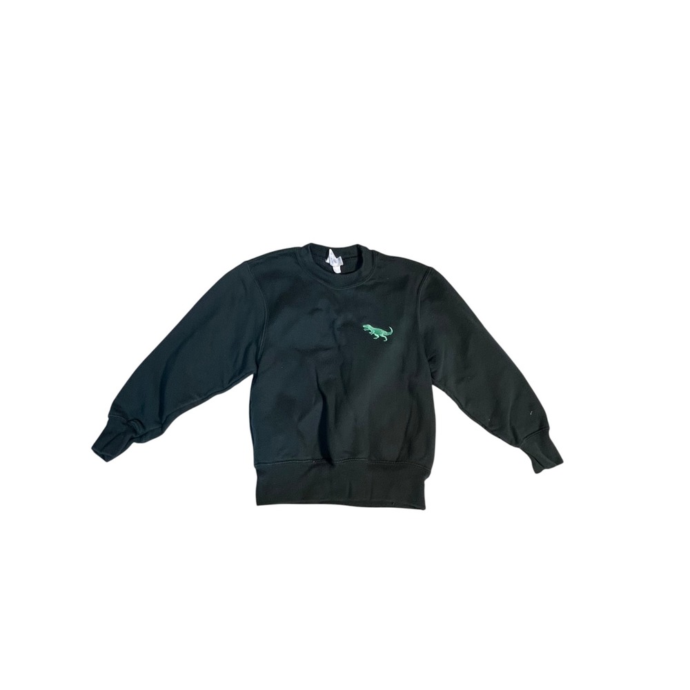Port & Company Kids Size XS Crewneck Sweatshirt Dark Green Dinosaur Embroidered